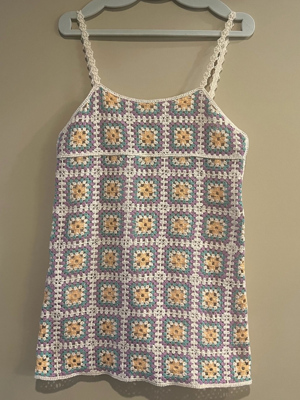 Zara Crochet Granny Square Mini Dress – Size L